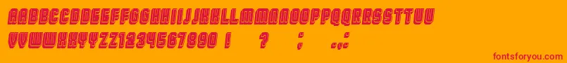 BroadwayFlat3DFilled Italic-Schriftart – Rote Schriften auf orangefarbenem Hintergrund