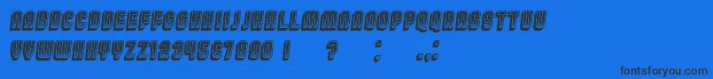 フォントBroadwayGradient3D Italic – 黒い文字の青い背景