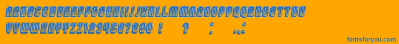 BroadwayGradient3D Italic-Schriftart – Blaue Schriften auf orangefarbenem Hintergrund