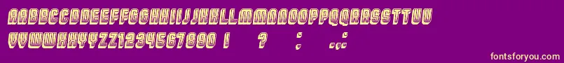 Fonte BroadwayGradient3D Italic – fontes amarelas em um fundo roxo