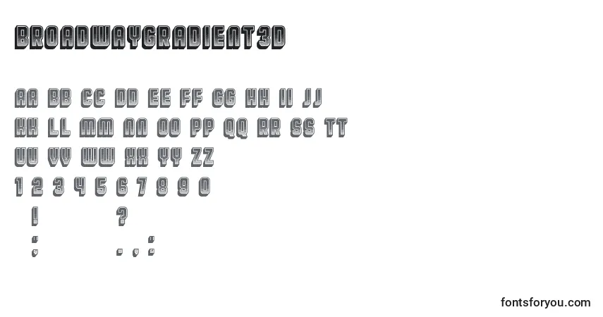 Schriftart BroadwayGradient3D – Alphabet, Zahlen, spezielle Symbole