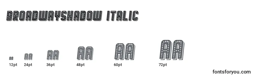 BroadwayShadow Italic Font Sizes
