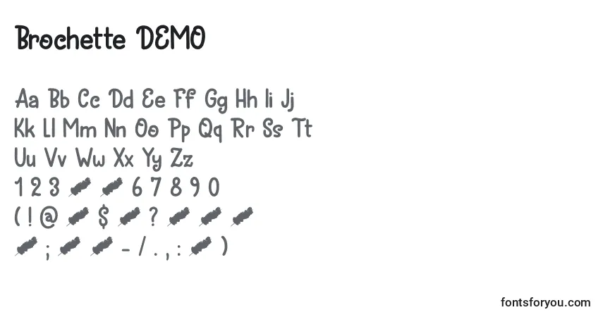 Schriftart Brochette DEMO – Alphabet, Zahlen, spezielle Symbole