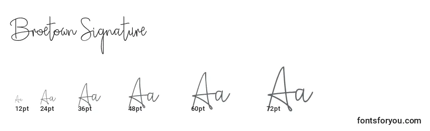 Broetown Signature Font Sizes