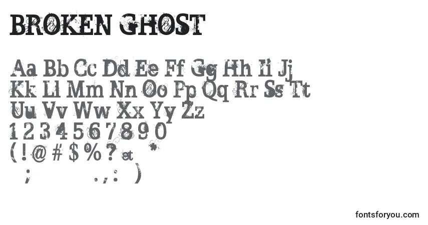 Czcionka BROKEN GHOST – alfabet, cyfry, specjalne znaki