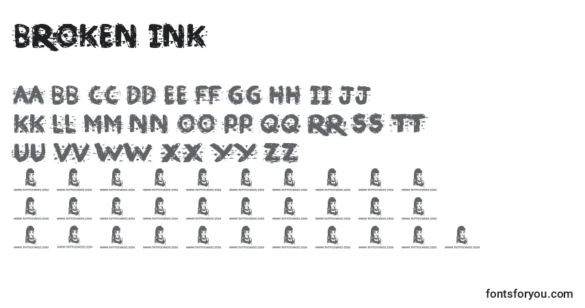 Шрифт Broken Ink – алфавит, цифры, специальные символы