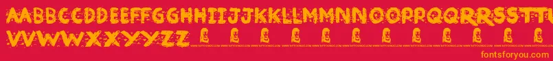 Broken Ink-fontti – oranssit fontit punaisella taustalla