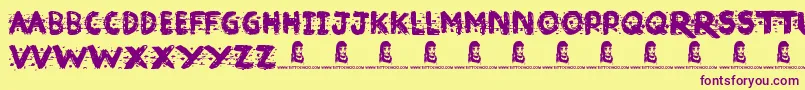 Broken Ink Font – Purple Fonts on Yellow Background