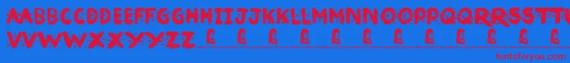 Broken Ink Font – Red Fonts on Blue Background