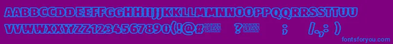 Broken Press Font – Blue Fonts on Purple Background