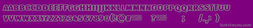 Fonte Broken Press – fontes cinzas em um fundo violeta