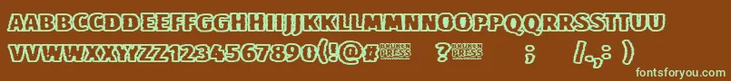 Broken Press Font – Green Fonts on Brown Background