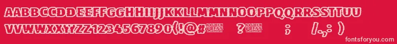 Broken Press Font – Pink Fonts on Red Background