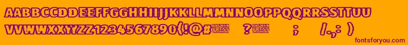Broken Press Font – Purple Fonts on Orange Background