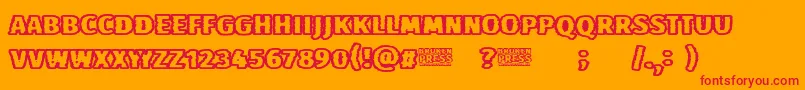 Broken Press Font – Red Fonts on Orange Background