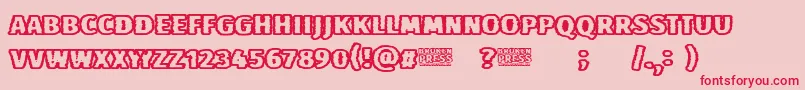 Broken Press Font – Red Fonts on Pink Background