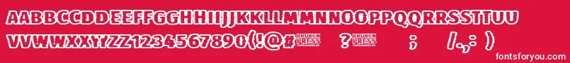 Broken Press Font – White Fonts on Red Background