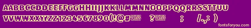Broken Press Font – Yellow Fonts on Purple Background