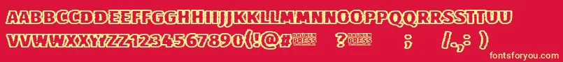 Broken Press Font – Yellow Fonts on Red Background