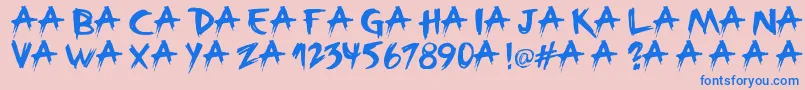 フォントBroken – ピンクの背景に青い文字