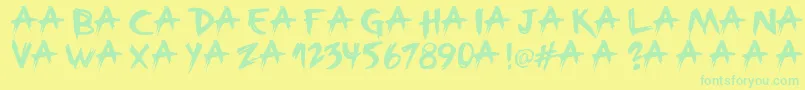 フォントBroken – 黄色い背景に緑の文字
