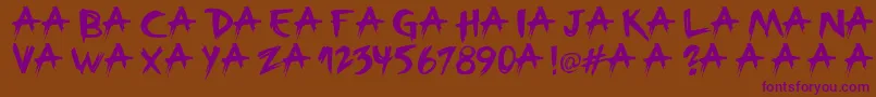 Broken-Schriftart – Violette Schriften auf braunem Hintergrund