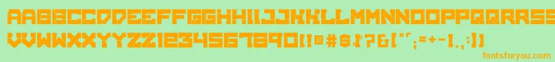 Fonte BrokenMachine – fontes laranjas em um fundo verde