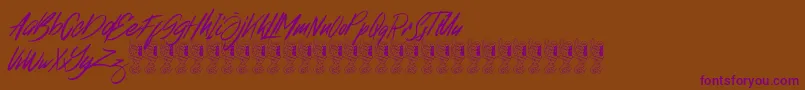 Broklight-Schriftart – Violette Schriften auf braunem Hintergrund