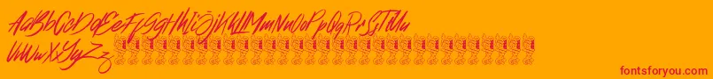 Broklight-Schriftart – Rote Schriften auf orangefarbenem Hintergrund