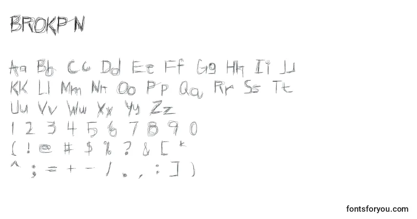 Schriftart BROKPN   (122233) – Alphabet, Zahlen, spezielle Symbole