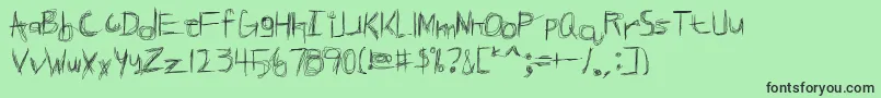 フォントBROKPN   – 緑の背景に黒い文字
