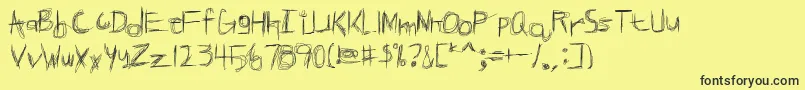 フォントBROKPN   – 黒い文字の黄色い背景
