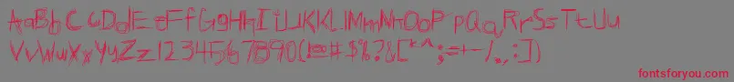 フォントBROKPN   – 赤い文字の灰色の背景