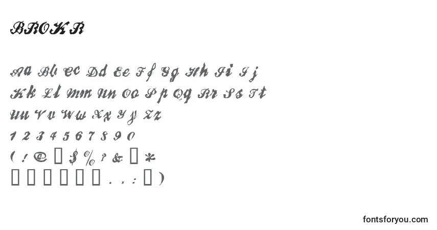 A fonte BROKR    (122234) – alfabeto, números, caracteres especiais