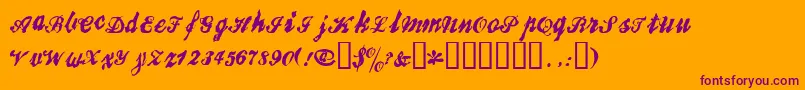 BROKR   -Schriftart – Violette Schriften auf orangefarbenem Hintergrund