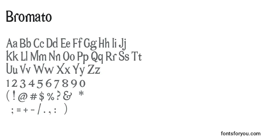 A fonte Bromato – alfabeto, números, caracteres especiais