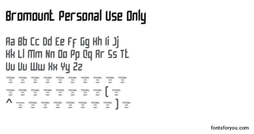 Schriftart Bromount Personal Use Only – Alphabet, Zahlen, spezielle Symbole