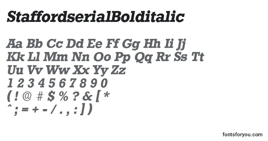 Fuente StaffordserialBolditalic - alfabeto, números, caracteres especiales