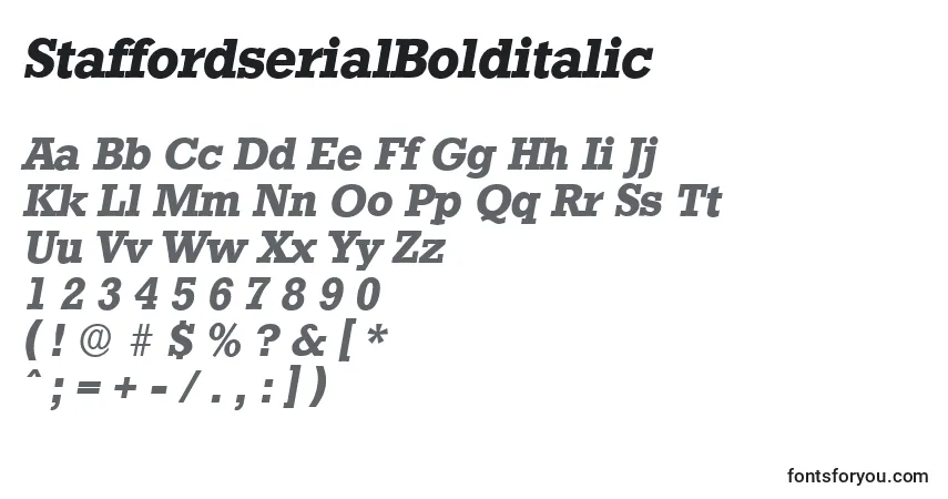 Шрифт StaffordserialBolditalic – алфавит, цифры, специальные символы