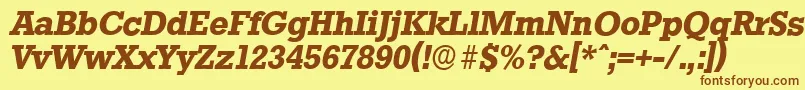 フォントStaffordserialBolditalic – 茶色の文字が黄色の背景にあります。