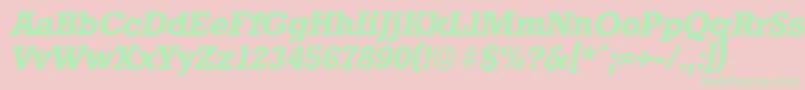 Fonte StaffordserialBolditalic – fontes verdes em um fundo rosa