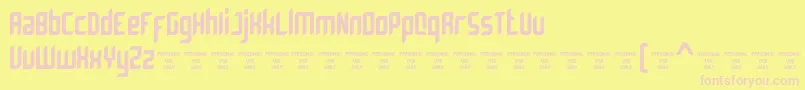 Bromount Personal Use Only-fontti – vaaleanpunaiset fontit keltaisella taustalla