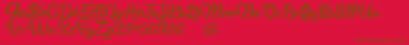 Brongline Presiom Personal Use-Schriftart – Braune Schriften auf rotem Hintergrund