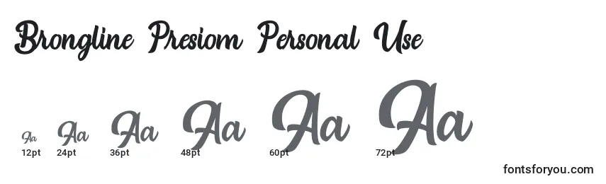 Размеры шрифта Brongline Presiom Personal Use