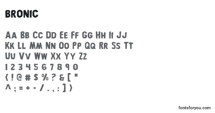 A fonte Bronic (122242) – alfabeto, números, caracteres especiais