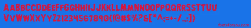 bronic-Schriftart – Rote Schriften auf blauem Hintergrund