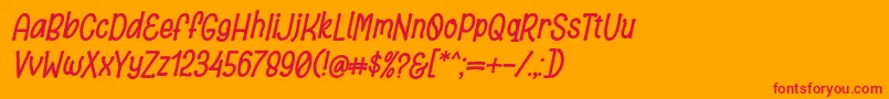 Czcionka Bronice Font Italic by 7NTypes – czerwone czcionki na pomarańczowym tle