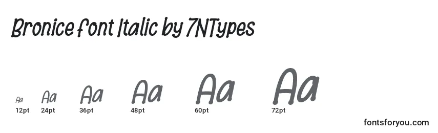 Tamanhos de fonte Bronice Font Italic by 7NTypes