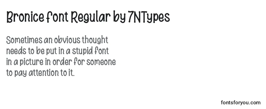 Überblick über die Schriftart Bronice Font Regular by 7NTypes