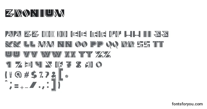 Schriftart Bronium – Alphabet, Zahlen, spezielle Symbole